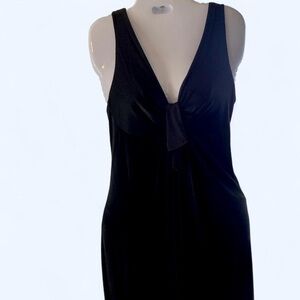 BCBGMaxAzria Black Dress with V-Neckline M Tie Front Scoop back